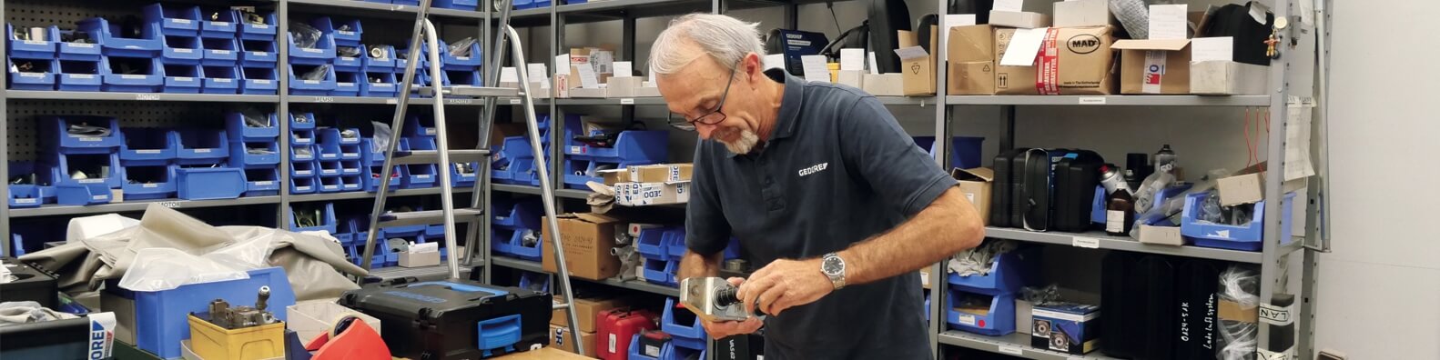 Mr. Hettich repairing a tool.